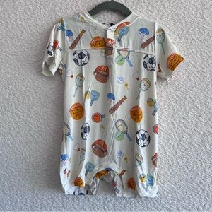 Angel Dear Henley Sports Ball Friends Shortall Romper Bamboo‎ Size 18-24 Months